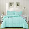 100% Egyptian Cotton 3 Piece-All-Season Down Alternative Comforter Set Box Stitched 800 Thread-Count 100 GSM - Queen Aqua Solid view 1