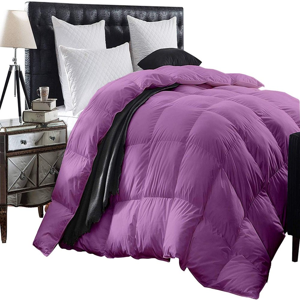 1-Piece All Season Luxurious 800TC Down Alternative Comforter, 100% Egyptian Cotton 100 GSM Comforter Only- Queen Lavender Solid