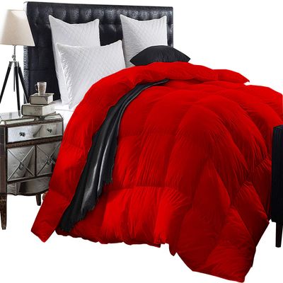 1-Piece All Season Luxurious 800TC Down Alternative Comforter, 100% Egyptian Cotton 100 GSM Comforter Only- Twin Red Solid