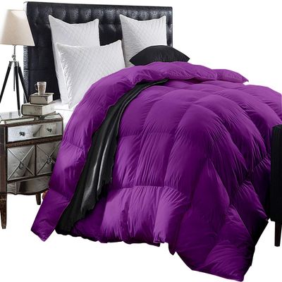 1-Piece All Season Luxurious 800TC Down Alternative Comforter, 100% Egyptian Cotton 100 GSM Comforter Only- RV Short Queen Purple Solid