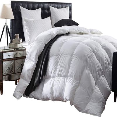 1-Piece All Season Luxurious 800TC Down Alternative Comforter, 100% Egyptian Cotton 100 GSM Comforter Only- California King White Solid