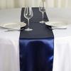 10 Pc 12 x 108 inch Long Charmeuse Satin Table Runners Bright Shiny Satin Silk and Smooth Fabric Runners for Table Decorations Great for Birthday Parties,Baby Shower Banquet Wedding - Navy Blue view 1