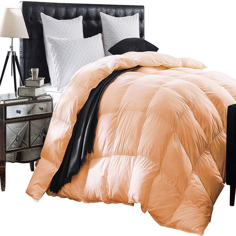 1-Piece All Season Luxurious 800TC Down Alternative Comforter, 100% Egyptian Cotton 100 GSM Comforter Only- Emperor Peach Solid