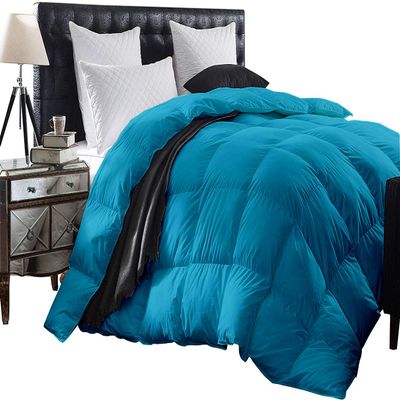 1-Piece All Season Luxurious 800TC Down Alternative Comforter, 100% Egyptian Cotton 100 GSM Comforter Only- California King Turquoise Solid