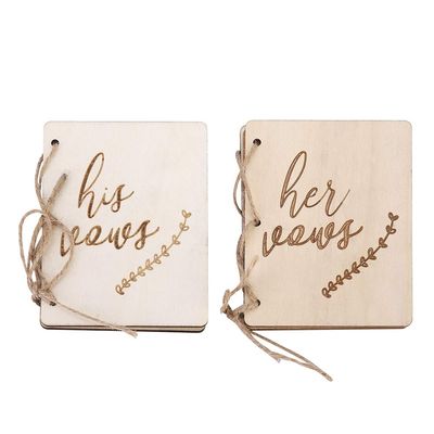 2pcs Wood Vow Books, His and Her Gifts Wedding Oath Brochures for Decoration Accessory(3)