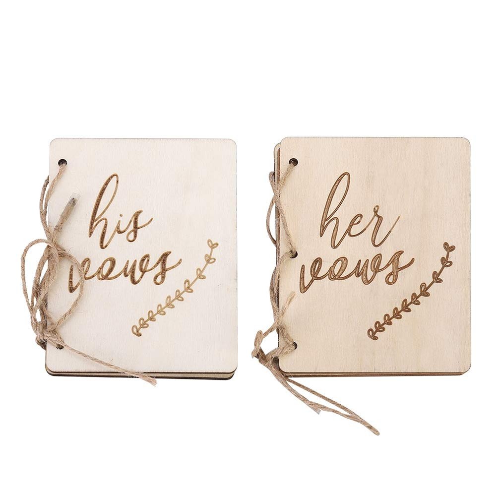 2pcs Wood Vow Books, His and Her Gifts Wedding Oath Brochures for Decoration Accessory(3)