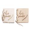2pcs Wood Vow Books, His and Her Gifts Wedding Oath Brochures for Decoration Accessory(3) view 1