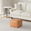 Marrakesh Gallery Square Leather Ottoman Cover  Moroccan Pouf Cover for Living Room & Bedroom, Handmade Leather Pouf Ottoman Slipcover, Coffee Table Footstool unstuffed view 2