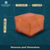 Marrakesh Gallery Square Leather Ottoman Cover  Moroccan Pouf Cover for Living Room & Bedroom, Handmade Leather Pouf Ottoman Slipcover, Coffee Table Footstool unstuffed view 3