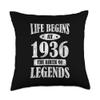 87 Years Old Bday 1936 The Birth Of Legends 87th Birthday Throw Pillow view 1
