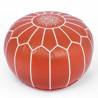 Marrakesh Gallery Genuine Leather Round Pouf Unstuffed - Moroccan Ottoman Footstool, Footrest Cover - Boho Decor - Bohemian Living Room, Bedroom, Kids Room, Gift & Wedding