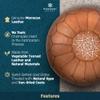 Marrakesh Gallery Genuine Leather Round Pouf Unstuffed - Moroccan Ottoman Footstool, Footrest Cover - Boho Decor - Bohemian Living Room, Bedroom, Kids Room, Gift & Wedding view 4