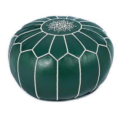 Marrakesh Gallery Genuine Leather Round Pouf Unstuffed - Moroccan Ottoman Footstool, Footrest Cover - Boho Decor - Bohemian Living Room, Bedroom, Kids Room, Gift & Wedding