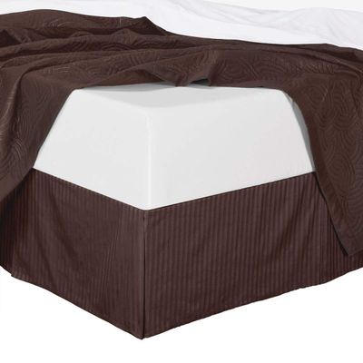 Aspire Linen 550-TC Long Staple Egyptian Cotton Split Cornor Bed Skirt with 19" inch Drop Length (Chocolate Color) Stripe Pattern King Size