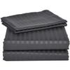 Myrtle Collection Damask Stripe Premium Quality 550-TC Egyptian Cotton 4-PCs Sheet Set Fits 10-12 Inch Deep Pockets (1 Fitted, 1 Flat, 2 Pillowcase) Best-Bedding Set(King Size, Grey) view 1