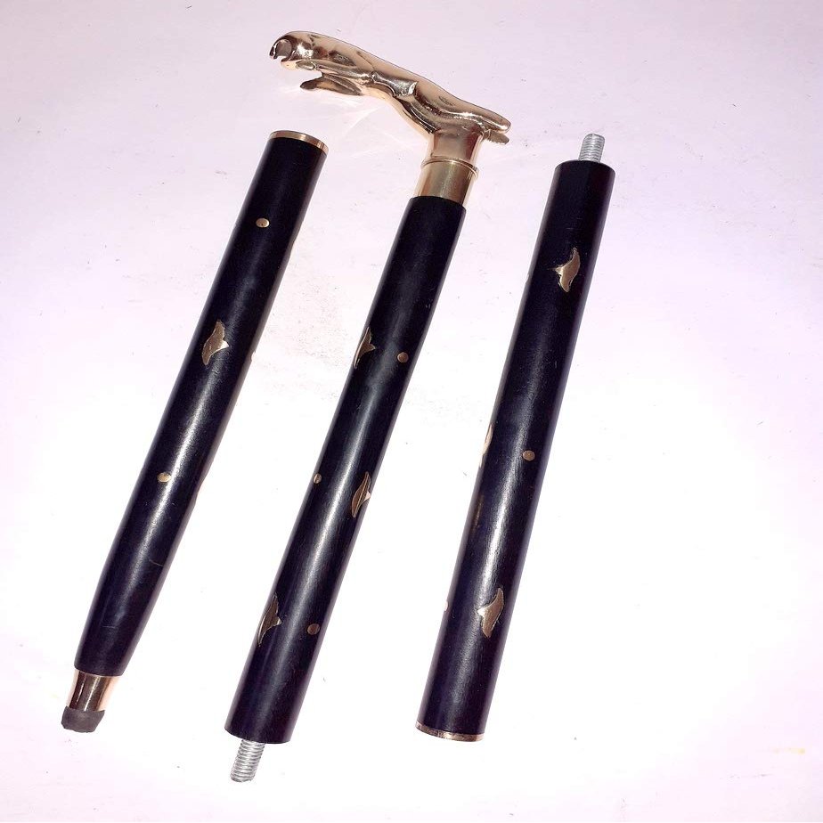 Ganga Nautical Jaguar Solid Brass Classic Walking Stick Vintage Designer Jaguar Head Wooden Cane Antique Style Stick