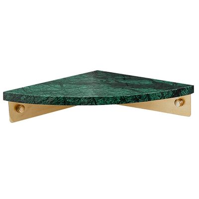 Floating Shelves Marble Wall Mount Rack, Modern Style Corner Shelf, Simple Floating Shelves, Bathroom Wall Decoration, Load Bearing 8kg (Color : Green, Size : 21 * 21cm)