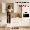 SOLADDER Step Stool, 2 Step Ladder with Anti-Slip and Wide Pedal, Portable Iron Foldable Stepladder for Home and Kitchen, 300lbs - White view 2