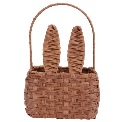 Cabilock 1pc Simulated Rattan Storage Basket for Outdoor Picnic Handheld Sundries Organizer Lightweight and Stylish Decor for Spring Outing and Home Use