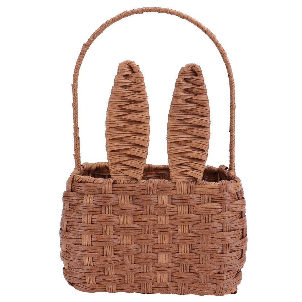 Cabilock 1pc Simulated Rattan Storage Basket for Outdoor Picnic Handheld Sundries Organizer Lightweight and Stylish Decor for Spring Outing and Home Use