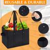 CHUENG Reusable Kitchen Grocery Standing Up Bags Heavy Duty Folding Shopping Tote Bag With Long Handles, Black, Large, 3 Pack view 4