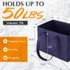 CHUENG Reusable Grocery Box Bags Heavy Duty Washable Shopping Tote Bag, Long handles and Reinforce Hard Bottom, Blue, Large, 3 Pack view 3
