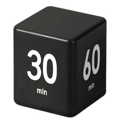 Feilifan Flip Timer, Productivity Cube Timer for Kitchen Studying Workout Classroom Kids ADHD 15-20-30-60 Minute Preset, Black