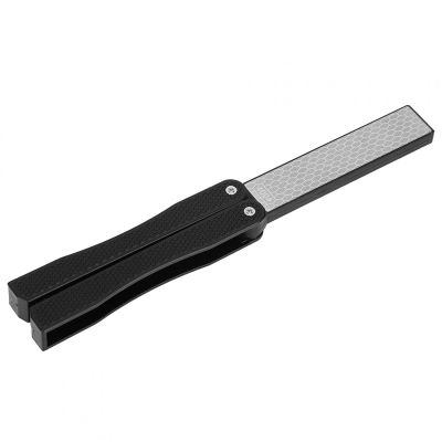 Double Sided Knife Sharpener Portable Folding Portable ?Slip Sharpener Grit Folding Pocket Whetstone for Outdoor Camping Kitchen Garden(Black)