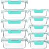 [10-Pack]Glass Meal Prep Containers with Lids, MCIRCO Glass Food Storage Containers with Snap Locking Lids, Airtight Lunch Containers, Microwave, Oven, Freezer and Dishwasher, Green view 1
