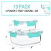 [10-Pack]Glass Meal Prep Containers with Lids, MCIRCO Glass Food Storage Containers with Snap Locking Lids, Airtight Lunch Containers, Microwave, Oven, Freezer and Dishwasher, Green view 2