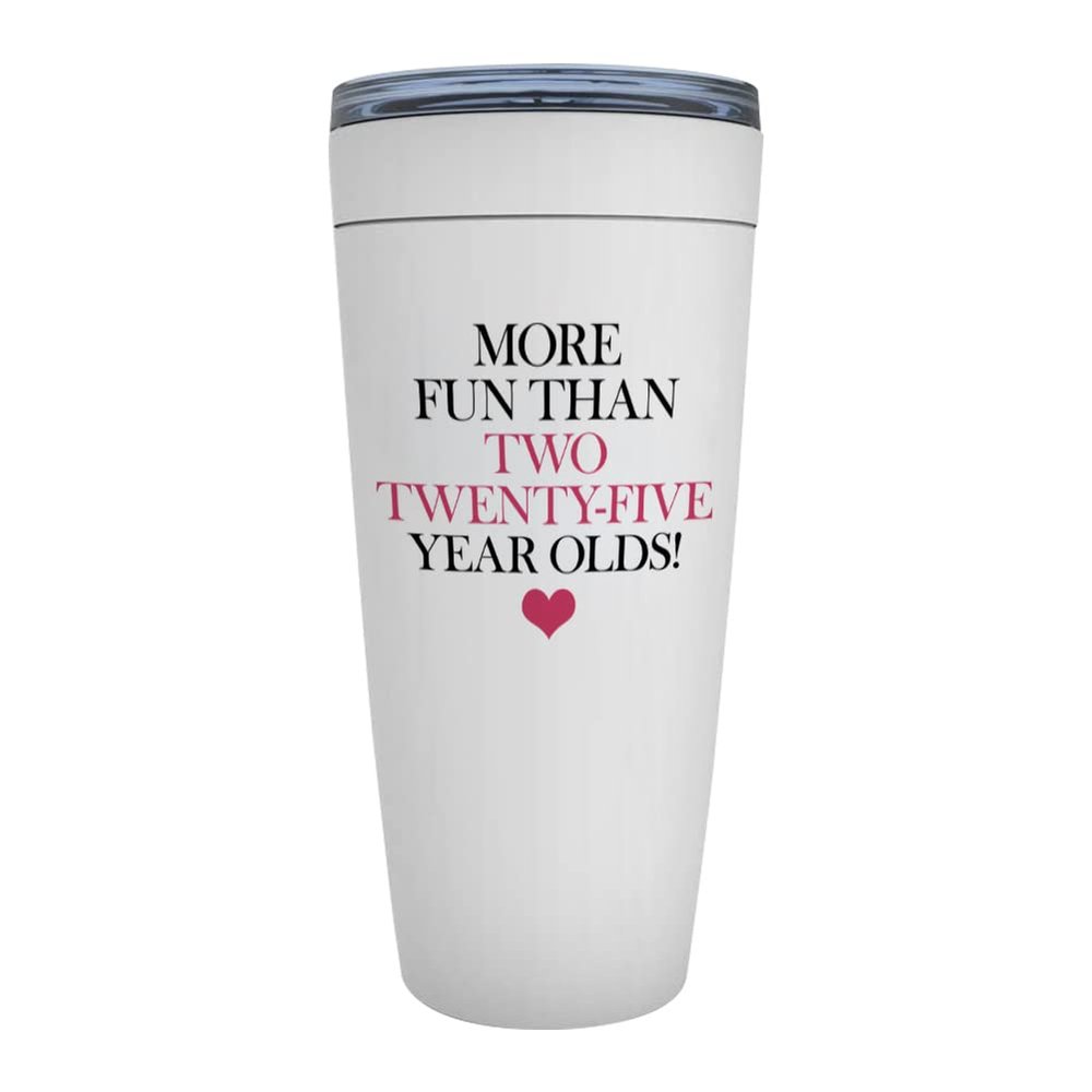 50th Birthday Insulated Tumbler 20oz White - More Fun than Two Twenty Five - Funny Gift for Women Turning 50 Unique Decoration Cup Milestone for Her Mom Wife Sister Grandma