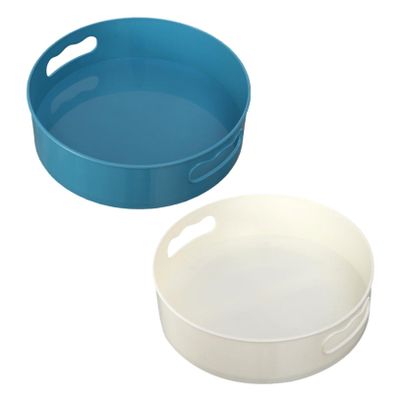 Hemoton 2Pcs Lazy Susan Turntable Kitchen Storage Shelf Plastic Rotary Storage Box Seasoning Bottle Spice Rack Kitchen Bathroom Organizer