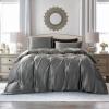 100% Satin 1 Piece Grey Queen/Full Size Satin Duvet Cover Set, High Thread Count,Ultra Soft Silk Like Satin Bedding Set with Zipper & Corner Ties All Seasons Comforter Cover 4 Pillow Shams view 1
