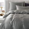 100% Satin 1 Piece Grey Oversized King Size Satin Duvet Cover Set, High Thread Count,Ultra Soft Silk Like Satin Bedding Set with Zipper & Corner Ties All Seasons Comforter Cover 4 Pillow Shams view 2