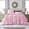 100% Satin 1 Piece Pink Queen/Full Size Satin Duvet Cover Set, High Thread Count,Ultra Soft Silk Like Satin Bedding Set with Zipper & Corner Ties All Seasons Comforter Cover 4 Pillow Shams view 1
