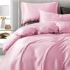 100% Satin 1 Piece Pink Queen/Full Size Satin Duvet Cover Set, High Thread Count,Ultra Soft Silk Like Satin Bedding Set with Zipper & Corner Ties All Seasons Comforter Cover 4 Pillow Shams view 2