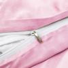 100% Satin 1 Piece Pink Queen/Full Size Satin Duvet Cover Set, High Thread Count,Ultra Soft Silk Like Satin Bedding Set with Zipper & Corner Ties All Seasons Comforter Cover 4 Pillow Shams view 3