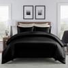 100% Satin 1 Piece Black Queen/Full Size Satin Duvet Cover Set, High Thread Count,Ultra Soft Silk Like Satin Bedding Set with Zipper & Corner Ties All Seasons Comforter Cover 4 Pillow Shams view 1