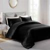 100% Satin 1 Piece Black Queen/Full Size Satin Duvet Cover Set, High Thread Count,Ultra Soft Silk Like Satin Bedding Set with Zipper & Corner Ties All Seasons Comforter Cover 4 Pillow Shams view 2