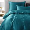 100% Satin 1 Piece Teal Cal-King/King Size Satin Duvet Cover Set, High Thread Count,Ultra Soft Silk Like Satin Bedding Set with Zipper & Corner Ties All Seasons Comforter Cover 4 Pillow Shams view 2