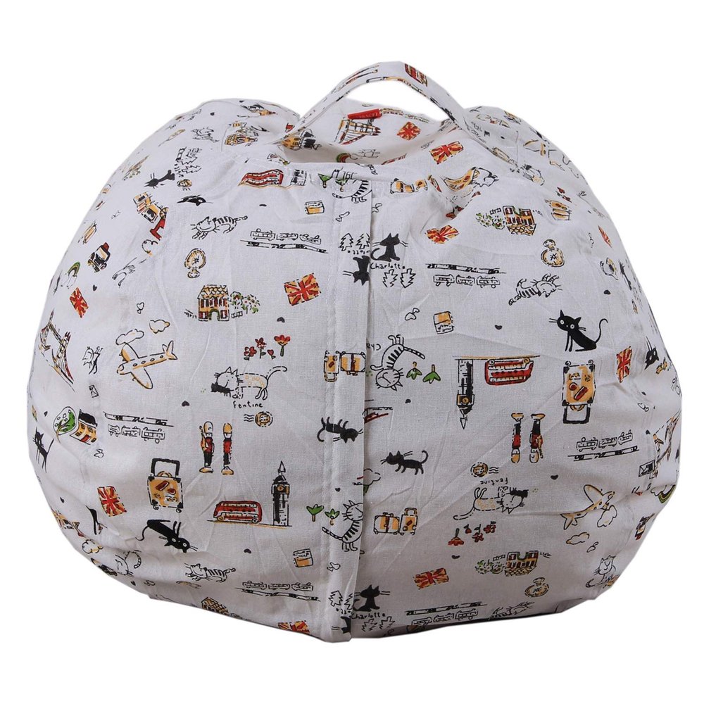 AMGJ Stuffed Animal Storage Bean Bag Cover, Beanbag Chair Cover for Plush Toys Organization,Style 9,18 inch