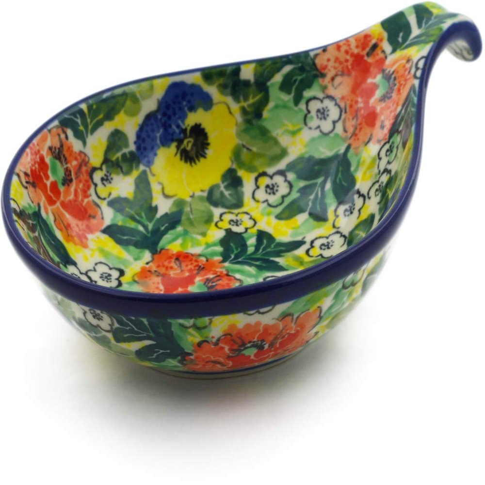 Polmedia Polish Pottery Condiment Dish UNIKAT - Breathtaking Pattern Handmade in Boleslawiec Poland by Ceramika Artystyczna + Certificate of Authenticity