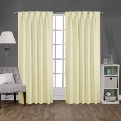 Bhoomi Collection Room Darkening Thermal Insulated Double Pinch Pleated Blackout Curtain Panel and Drapes(2 Panels Combined Size,Ivory,52 Inch by 95 Inch)