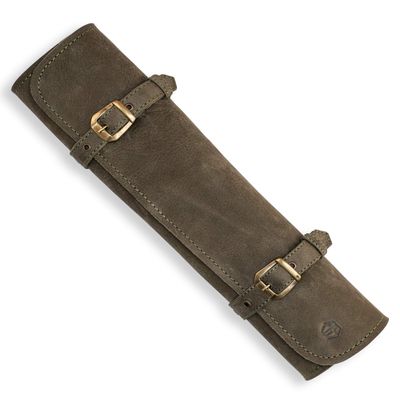 Angus Stoke Knife Roll Bag Genuine Leather  Chef`s knife bag 7 slots  Leather Knife Case Sam (green-olive)