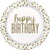 Unique Gold Confetti Birthday Round Dinner Plates (9") 8 Count - Elegant, Shimmering Design for Stylish Celebrations view 1