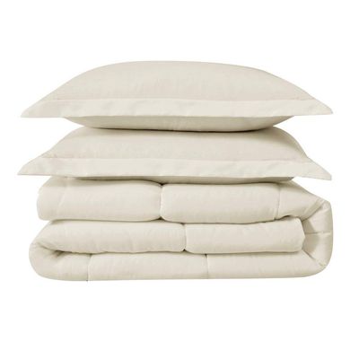 2 Piece Premium Quality Down Alternative Comforter Twin - Twin XL Size Set | Casual Super Soft Cozy Exceptional Warmth Comfort Solid Color Pattern Ivory Comforter Set for Adult, Teen & Dorm