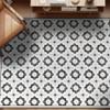 Carolina Creekhouse Vinyl Floor Mat 4'x6' - White Grey Geometric Floral - Waterproof Non-Slip Kitchen Rug - Hard Floor Safe - Eco-Friendly Flat Weave - 4'x6' view 1