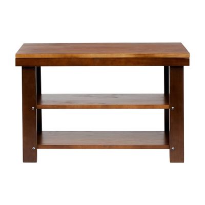 Amazon Basics Sturdy Solid Pine Wood Entryway Bench with Shoe Storage Organizer Rack, Espresso, 10.4"D x 27.56"W x 17.72"H