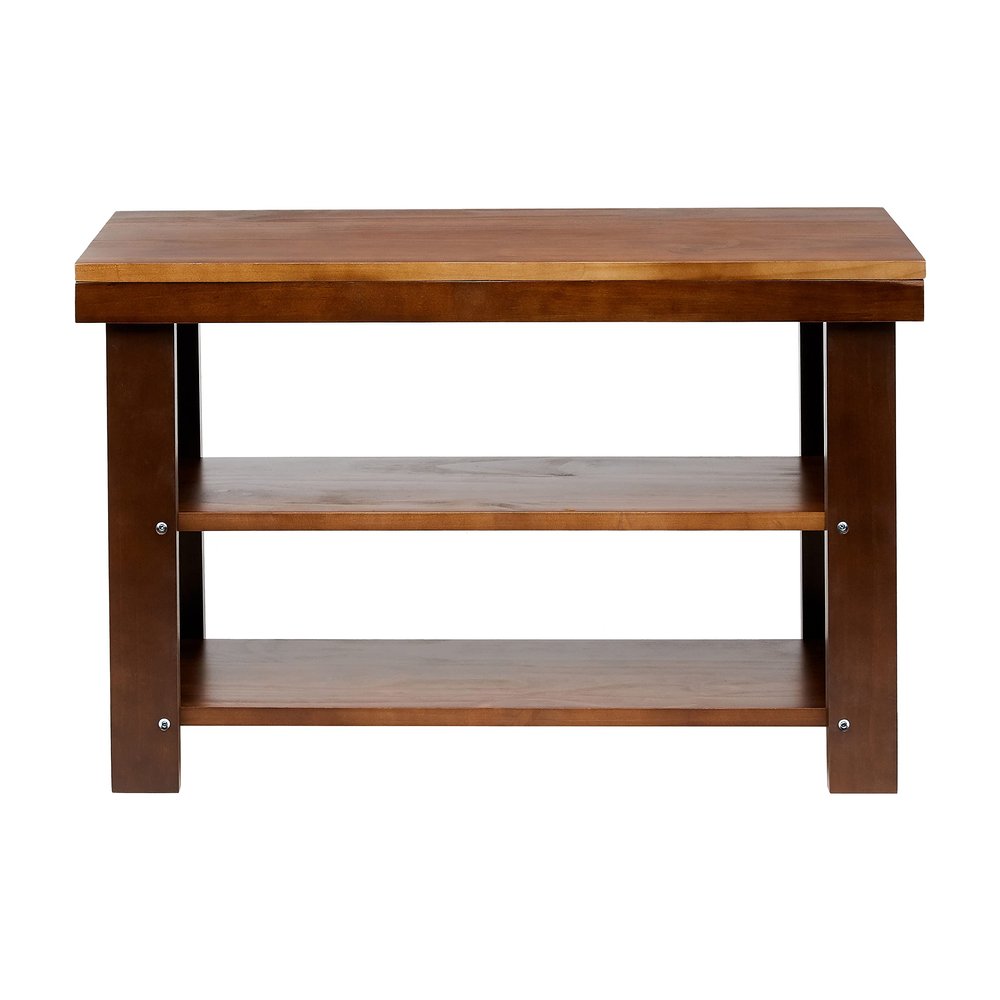 Amazon Basics Sturdy Solid Pine Wood Entryway Bench with Shoe Storage Organizer Rack, Espresso, 10.4"D x 27.56"W x 17.72"H