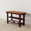 Amazon Basics Sturdy Solid Pine Wood Entryway Bench with Shoe Storage Organizer Rack, Espresso, 10.4"D x 27.56"W x 17.72"H view 2